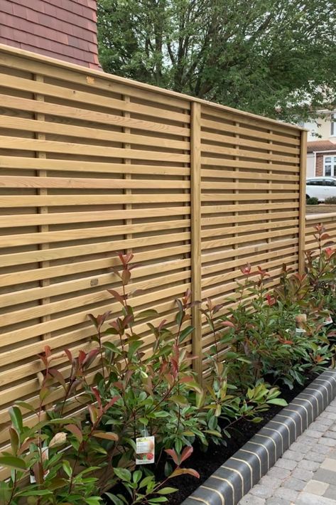 front garden fencing ideas that can really give you some kerb appeal Small Front Garden Fence Ideas, Front Drive Fence Ideas, Garden Fence And Gate Ideas, Garden Fence Screening, Bungalow Front Garden, Decking Ideas Garden Uk, Front Fence Uk, Front Garden Fence Ideas Uk, Fence Uk