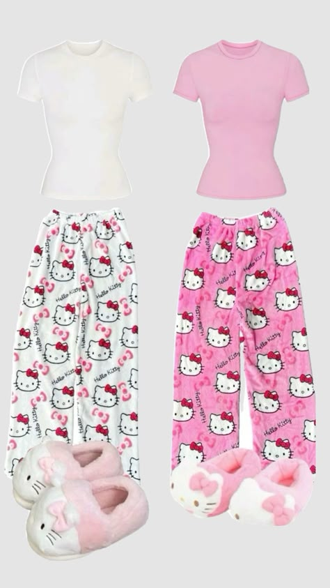 Matching hello kitty pjs💗💗 Hello Kitty Pjs, Bff Matching Outfits, Matching Outfits Best Friend, Kitty Clothes, Hello Kitty Clothes, Cute Pjs, Matching Pjs, Best Friend Outfits, Cute Pajama Sets