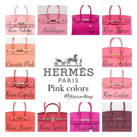 Hermes Birkin Colours, Hermes Colors, Pink Color Chart, Japanese Handbag, Goyard Tote, Luxury Purses, Cheap Handbags, Hermes Paris, Hermes Handbags