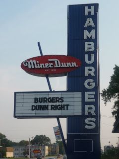 Miner Dunn restaurant. Burgers and orange sherbert for dessert (Highland, IN) Hammond Indiana, Calumet City, Orange Sherbert, Gary Indiana, Vintage Neon Signs, Steel City, Chicago Illinois, Vintage Life, The Good Old Days