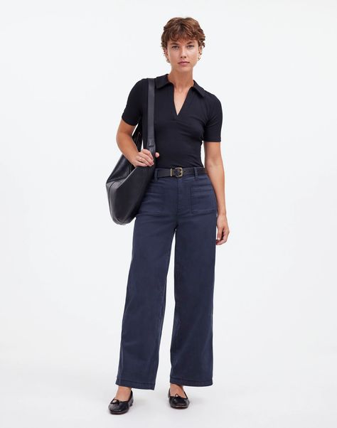 The Emmett Wide-Leg Pant: Patch Pocket Edition | Madewell Corporate Clothes, Buisness Casual, Corporate Outfits, Pocket Edition, Community Development, Fair Trade, Stretch Cotton, Patch Pocket, Wide Leg Pants