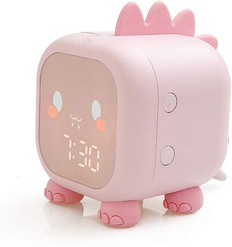 Dinosaur Lamp, Kids Alarm Clock, Bedside Clock, Boy Girl Bedroom, Cool Room Decor, Kawaii Dinosaur, Pink Dinosaur, Clock For Kids, Dinosaur Design