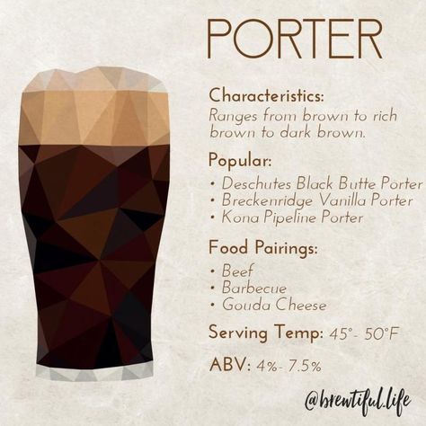 Infographic Food, Beer Food Pairings, Porter Beer, Beer Facts, Beer Guide, Guinness Draught, Beer Pairing, Beer Cheers, Food Infographic