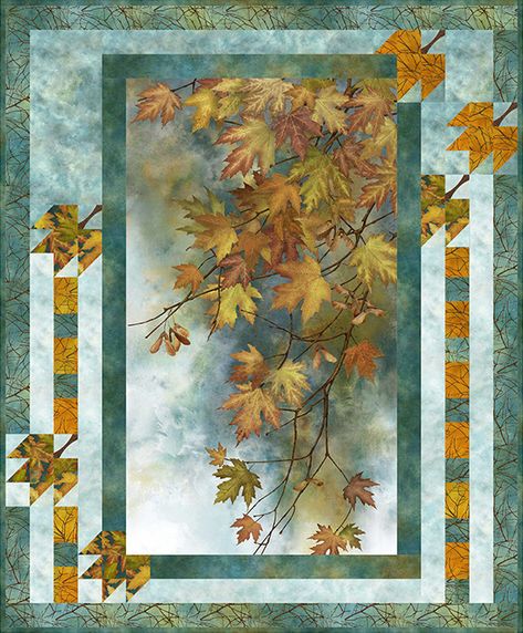 Panel Quilt Patterns, Northcott Fabrics, Cottage Quilt, Quilted Wall Hanging, Landscape Quilt, Quilt Border, Quilt Stores, Fall Quilts, Green Quilt