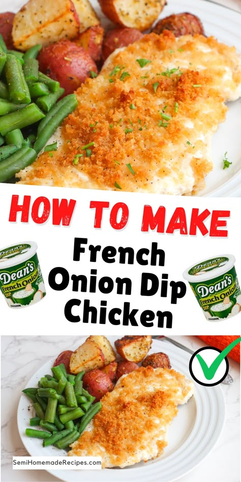 French Onion Dip Chicken Bites, Onion Dip Chicken Recipes, Chicken Casserole With French Onion Dip, French Onion Dip Potatoes, French Onion Dip Chicken Casserole, Recipes Using French Onion Dip, Deans French Onion Dip Chicken, Deans French Onion Dip Recipe, French Onion Packet Recipes