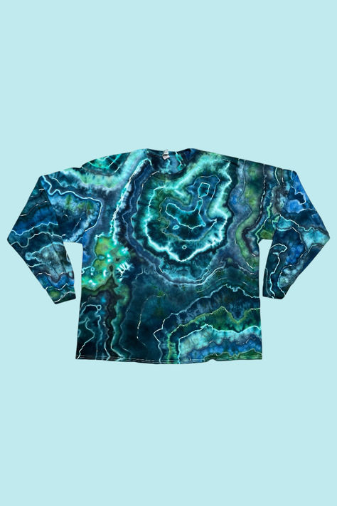 earthy blue and green tie dye shirt Hand Dyed Clothing, Ice Dye, Ice Dyeing, Dye T Shirt, Missouri, Hand Dyeing, Nature Inspiration, Tie Dye, Dye