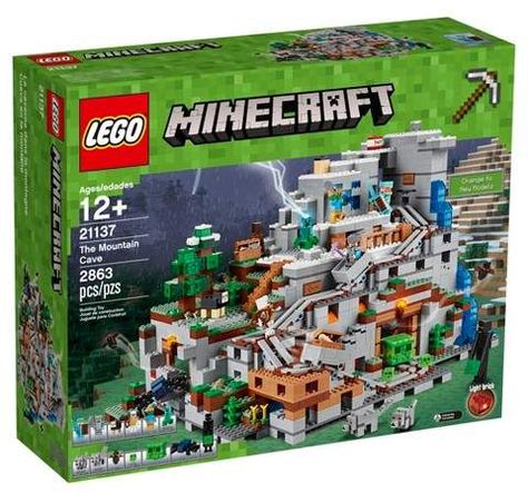 LEGO Minecraft The Mountain Cave 21137 HUGE lego set of Minecraft! #lego #minecraft #legominecraft #legoset #affiliate Rory Bedroom, Minecraft Merch, Mountain Cave, Minecraft Lego, Minecraft Toys, Log Home Interiors, Shop Lego, Minecraft Birthday, Lego Minecraft