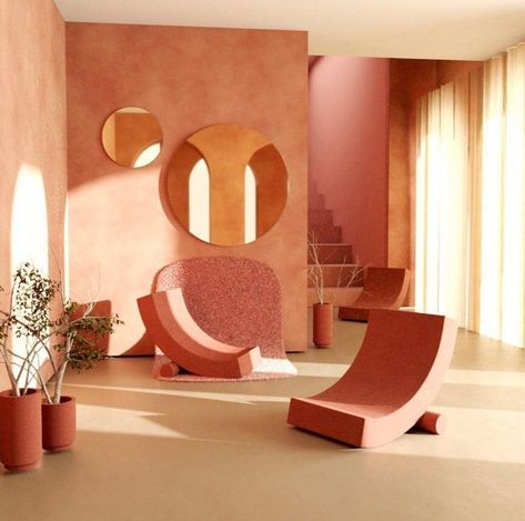 Get inspired by these luxury living room design ideas. #luxurydesign #exclusivedesign #interiordesign  #interiordesignproject #exclusivedesigner #interiordesigner #bocadolobo Coral Interior, Interior Wall Colors, Modernist Interior, Studio Chairs, Luxury Living Room Design, Retro Interior, Color Play, Design Del Prodotto, Pink Walls