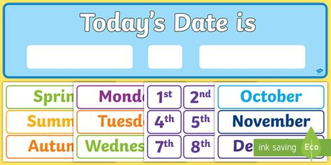 Todays Date Display Pack - display pack, today, date, display Time Connectives, Todays Date, Chart For Classroom, Lap Book Templates, Inspirational Classroom Posters, Ordinal Numbers, Weather Chart, Earth Craft, Display Posters