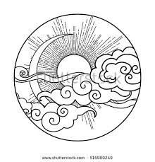 Image result for sun and moon doodles Graphic Design Elements, Color Book, Pola Sulam, Cloudy Sky, Art Japonais, Embroidery Inspiration, Sun And Moon, Coloring Book Pages, Tattoo Sketches