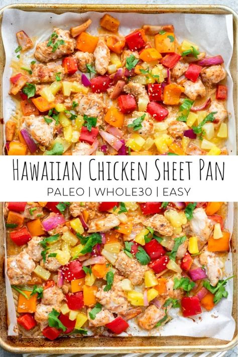 Chicken Sheet Pan, Facebook Recipes, Summer Sides, Sheet Pan Dinners Recipes, Hawaiian Chicken, Food Ingredients, Paleo Whole 30, Dandelion Recipes, Sheet Pan Dinners