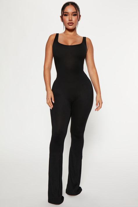 Available In Mocha. Jumpsuit Sleeveless Back Cut Out Ruched Booty Flare Leg Stretch 95% Polyester 5% Spandex Imported | Match My Vibe Jumpsuit in Black size Small by Fashion Nova Black Fitted One-piece Jumpsuits And Rompers, Casual Ribbed High-stretch Jumpsuits And Rompers, High Stretch Black Full-length Jumpsuits And Rompers, Black High Stretch Backless Jumpsuit/romper, Missguided Jumpsuit Black, Fashion Nova Jumpsuit, Halter Dress Short, Straps Jumpsuit, Flare Jumpsuit