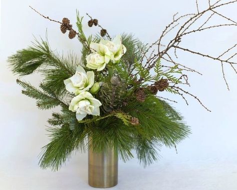 Amaryliss Christmas Arrangement, Christmas Foliage Arrangements, Amaryllis Flower Arrangement, Amaryllis Christmas Arrangements, Holiday Floral Arrangements Christmas, Modern Christmas Floral Arrangements, Xmas Floral Arrangements, White Christmas Floral Arrangements, Amaryliss Christmas