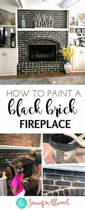 How to make a Painted Black Brick Fireplace Jennifer Allwood | Fireplace Makeover | DIY Fireplace Ideas Diy Fireplace Ideas, Fireplace Makeover Diy, Black Brick Fireplace, Den Makeover, Fireplace Makeovers, Brick Fireplace Wall, Painting Brick, Jennifer Allwood, Diy Home Decor Living Room