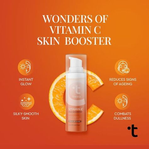 Skin Booster, Serum Vitamin C, Publicidad Creativa, 카드 디자인, Beauty Products Photography, Cosmetic Design, Top Beauty, Social Media Design Inspiration, Promotional Design