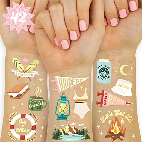 Glamping Bachelorette Party, Bach Party Decorations, Bachelorette Temporary Tattoos, Bachelorette Party Tattoo, Bachelorette Party Items, Bachelorette Party Decoration, Party Tattoos, Brides With Tattoos, Bridesmaid Favors