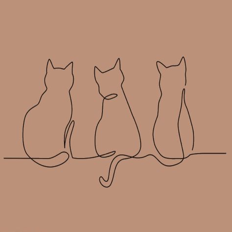 Trio Cat Tattoo Ideas, 4 Cat Tattoo Designs, 3 Cats Together Tattoo, Three Cats Tattoo Simple, Trio Cat Tattoo, Cat Sibling Tattoo, Cat Tattoo 3 Cats, Multiple Cat Tattoo, Three Cat Tattoo