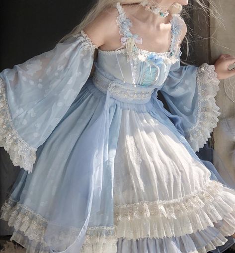 Blue Clothes Aesthetic, Victorian Dress Aesthetic, Aesthetic Dress, Kawaii Fashion Outfits, Dress Aesthetic, Fairytale Dress, Princess Outfits, Vestidos Vintage, Really Cute Outfits