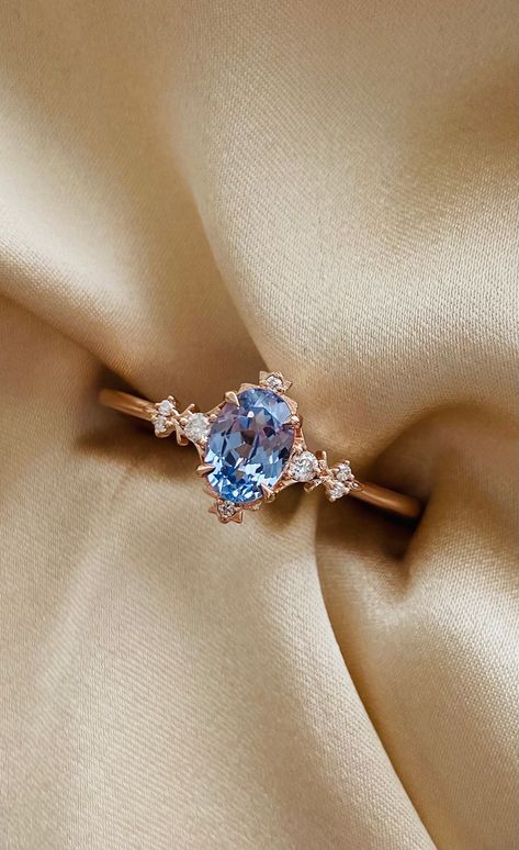 Bookish Engagement Ring, Unique Engagement Rings Blue, Blue And Gold Engagement Ring, Fantasy Inspired Engagement Rings, Fairytale Engagement Rings Gold, Rings Engagement Sapphire, Enchanted Engagement Ring, Light Blue Wedding Ring, Light Blue Engagement Ring