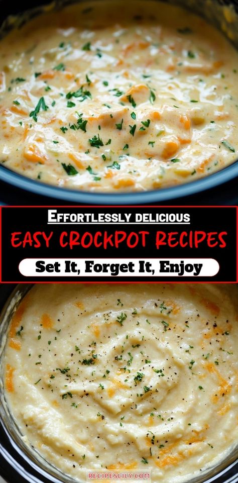 I love making these easy crockpot recipes that let me set it and forget it! Creamy, flavorful, and perfect for busy days, these dishes are a game changer. Whether it's a comforting soup or a hearty stew, I can't get enough of the convenience and taste. Get ready to enjoy meals with minimal effort! One Dump Crockpot Meals, Famous Crockpot Recipes, Crockpot Set It And Forget It, Gerd Friendly Crockpot Recipes, Kid Friendly Slow Cooker Recipes, Clean Eating Crockpot Meals, Slow Cooker Casserole Recipes, Simple Crock Pot Recipes, Crockpot Healthy Recipes