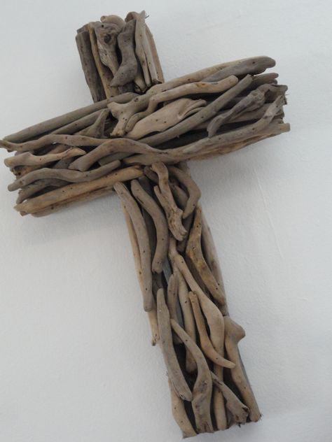 Driftwood cross - great gift idea! AVAILABLE at LAUREL HOME FURNISHINGS 912-756-7460 Driftwood Cross, Driftwood Projects, Wooden Crosses, Mosaic Crosses, Cross Crafts, Driftwood Sculpture, Driftwood Decor, Cross Art, Driftwood Crafts