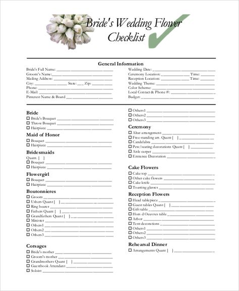 wedding-flower-checklist-pdf Wedding Flowers Price Guide, Wedding Flower Price Guide, Wedding Flowers Checklist Printable, Wedding Flower Checklist, Simple Wedding Checklist, Wedding Checklist Template, Wedding Photo Checklist, Event Planning Contract, Spring Wedding Outfit