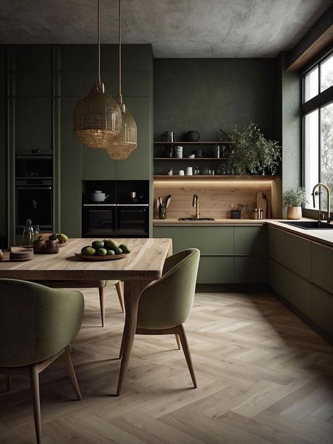 Thinking of renovating your kitchen to give it that timeless look? Get inspired by modern kitchen design that stays relevant. Austria House, Architect Ideas, Desain Ux, Green Cabinet, Modern Kitchen Cabinet Design, Color Pallete, Modern Kitchen Interiors, Kitchen Design Plans, Cabinet Ideas