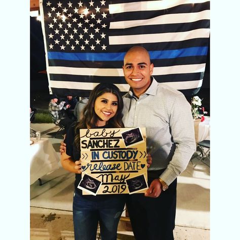 Law Enforcement Baby Announcement, 1st Pregnancy, Police Baby, Correctional Officer, Pregnancy Reveal, Reveal Party, Future Wife, Pregnancy Reveals, Baby Bee