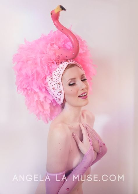 Flamingo Fashion Design, Flamingo Showgirl, Flamingo Headpiece, Flamingo Halloween Costume, Final Flamingle, Flamingo Costume, Burlesque Dancer, Flamingo Fashion, Alice In Wonderland Tea Party Birthday