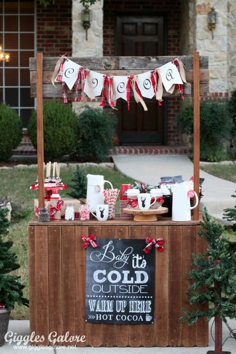 Hot Cocoa Stand for Charity via Giggles Galore >> #WorldMarket Share the Joy -- Proceeds donated to local shelter. Cocoa Stand, Hot Cocoa Stand, Hot Cocoa Party, Cocoa Party, Diy Hot Cocoa, Christmas Mini Sessions, Hot Coco, Hot Cocoa Bar, Chocolate Caliente