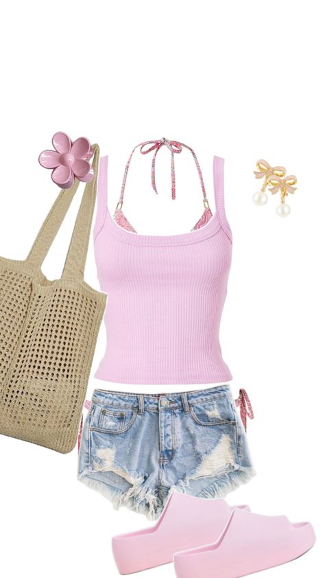 Cute Beach Fits, Beach Fit, Beach Fits, Pink Beach, Beach Girl, Pink