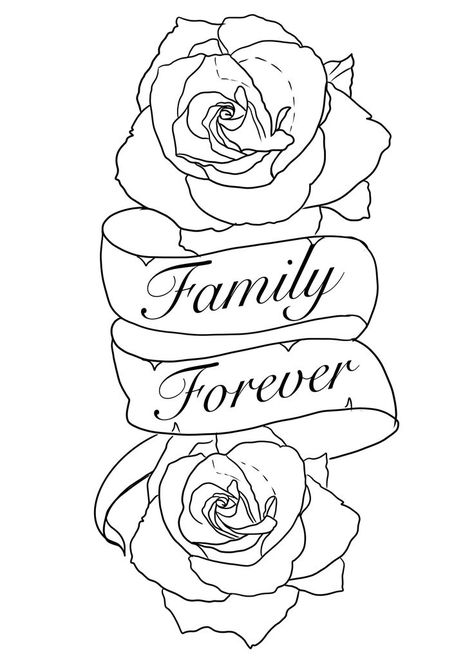 Family Sleeve Tattoo Ideas For Women, Stencil Outline Tattoo, Memorial Tattoo Ideas, Half Sleeve Tattoo Stencils, Rose Tattoo Stencil, Simple Rose Tattoo, Coloring Stuff, Tattoo Coloring Book, Rose Drawing Tattoo