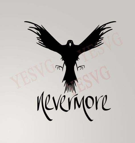 Raven Clip Art, Edgar Allen Poe Svg, Edgar Allen Poe Decor, Simple Raven Tattoo, Raven Outline, Wiccan Drawings, Nevermore Tattoo, Outlander Tattoos, Edgar Allen Poe Tattoo