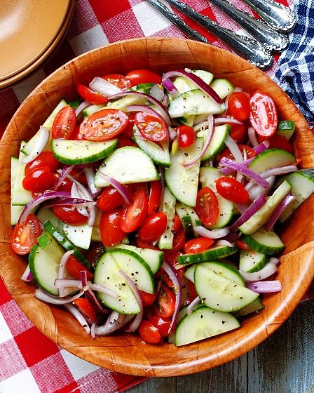 Cucumber And Tomatoes Salad Recipes, Tomatoe Cucumber Onion Vinegar, Cucumber Tomato And Red Onion Salad, Tomato Cucumber Red Onion Salad, Tomatoes Cucumber Onion Salad, Cucumber Tomato Vinegar Salad, Sweet Vinegar Dressing, Cucumber Red Onion Salad Vinegar, Cucumber Tomato Onion Salad Vinegar