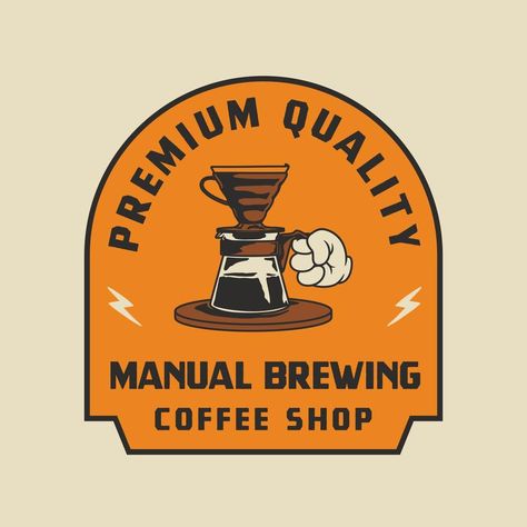 Vintage V60 Manual Brewing Coffee Logo Badge Hand made Vector Illustration Vintage Coffee Logo, Brewing Coffee, Coffee Logo, Logo Badge, Heart Tree, Logo Banners, Cityscape Photos, Heart With Arrow, Vintage Coffee