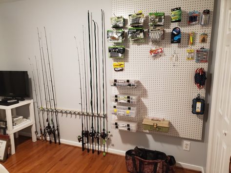 Organizing some of my fishing tackle #fishing #bass #tackle Fishing Organization Ideas, Bass Boat Storage, Fishing Tackle Room, Garage Organization Storage, Fishing Tackle Organization, Boat Organization, Fishing Organization, Fishing Pole Holder, Ideas For Organizing