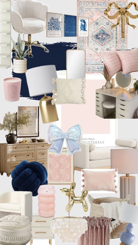 Hot Pink Room, Pink Dorm Rooms, Blue Room Decor, Room Wishlist, Classy Rooms, Dream Bedroom Inspiration, White Room Decor, Classy Bedroom, Preppy Room Decor