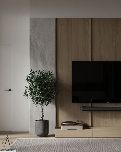 Tv Feature Wall, Japandi Interior, Tv Wall Design, Design Room, Living Room Design Decor, Living Room Tv Wall, A Living Room, Living Room Tv, Tv Wall