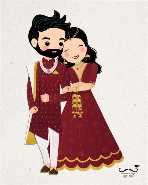 Wedding Card Cartoon Couple, Wedding Invitations With Photo Of Couple, Bride Groom Cartoon Couple, Hindu Bride And Groom Cartoon, Wedding Cartoon Images, Indian Wedding Cartoon, Wedding Couples Illustration, Hindu Wedding Couple Cartoon, Engagement Illustration Couple