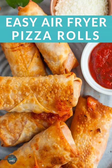 Air Fryer Pizza Rolls, Frying Recipes, Air Fryer Pizza, Homemade Pizza Rolls, Pizza Roll, Cooks Air Fryer, Air Fryer Recipe, Air Fried Food, Ninja Recipes