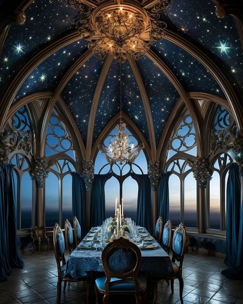 𝓥𝓪𝓵𝓮𝓷𝓽𝔂𝓷𝓪 𝓗𝓸𝓵𝓵𝓸𝔀𝓪𝔂 on X: "A ceiling of stars shimmering over a gathering of 𝕏 friends. https://t.co/EURBu1FDAB" / X Castle Dark, Dark Luxury, Fantasy Rooms, Castle Aesthetic, Castles Interior, Casas The Sims 4, Fantasy Homes, Private Dining Room, Fantasy Castle