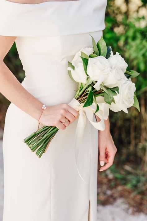 White and green bridesmaid bouquet of roses and natural greenery. For more wedding inspiration, follow @handydallaireevents and check out more stunning wedding photos from Amanda and Dave's Nantucket wedding in our wedding portfolio. | Photo: @zofiaphoto | Nantucket Wedding Planners: @handydallaireevents White And Green Bridesmaid Bouquet, Green Bridesmaid Bouquet, Rose Bridesmaid Bouquet, White Rose Wedding Bouquet, Green Wedding Bouquet, Portfolio Photo, Stunning Wedding Photos, Nantucket Wedding, White Rose Bouquet