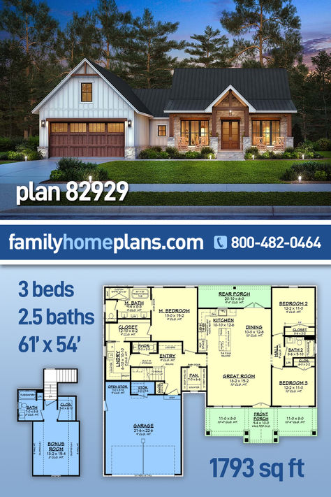 Country Style House Plan With Big Walk-in Pantry (Plan 82929) Small House Plan With Courtyard, House Plans With Den And Living Room, 3 Bedroom Home Floor Plans With Walkout Basement, House Plans Jack And Jill Bathroom, Front Walk Out Basement House Plans, Small Farmhouse Layout Floor Plans, Ranch Style Homes Blueprints, House Plans With 2 Kitchens, 3 Bedroom Single Floor House Plans