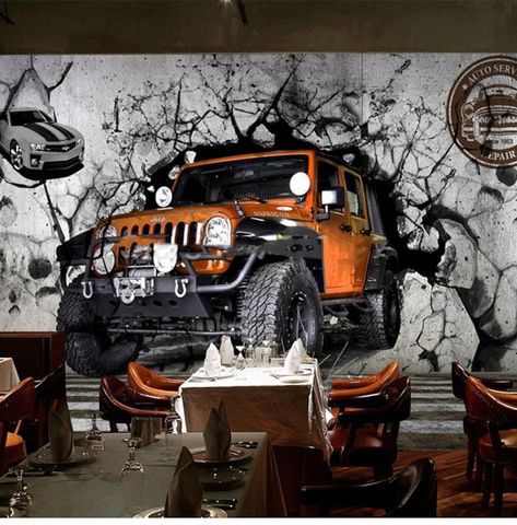 Jeep Wallpaper, Break Wall, Adhesive Wall Art, Cement Wall, Peel Stick Wallpaper, Print Decals, Paper Wallpaper, Adhesive Wallpaper, Wallpaper Wallpaper