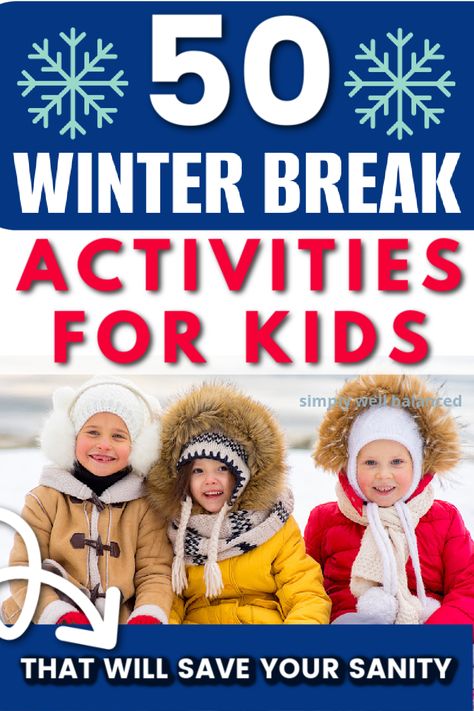 Keep kids busy during their winter break with these fun and frugal activities. Over 50 fun, cheap, and free ideas. Includes art projects, science experiments, as well as indoor and outside activities to do with kids. Whether your staying at home or going outdoors, this list is full winter-themed fun. Things To Do With Kids At Home Winter, Winter Break Crafts For Kids, Winter Camp Activities, Winter Break Activities For Kids, Winter Break Ideas, Indoor Winter Activities, Winter Activities For Toddlers, Winter Break Activities, Activities To Do With Kids