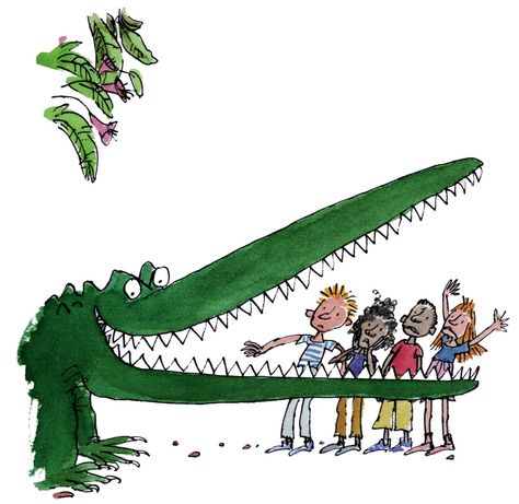 Quentin Blake Roald Dahl Characters, Ronald Dahl, The Enormous Crocodile, Quentin Blake Illustrations, Roald Dahl Day, Big Friendly Giant, Crocodile Illustration, Master Artists, Little Britain