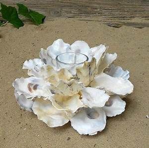 Oyster Shell Candle, Oyster Shell Candle Holder, Oyster Shells Decor, Shell Centerpieces, Shell Candle Holder, Beach Craft, Art Coquillage, Oyster Shell Crafts, Seashell Projects