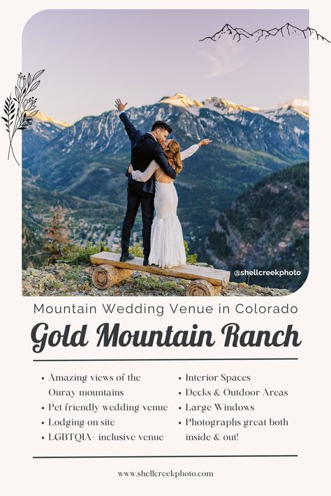 If you're looking for a small wedding venue in Colorado for your intimate wedding or elopement that has great views & is beautiful inside & out– then Gold Mountain Ranch in Ouray, Colorado might be just the venue you are searching for! Read more about this venue & see more photos from couple's real wedding days here. Mountaintop Wedding, Ouray Colorado, Western Colorado, Gold Mountain, Elopement Reception, Colorado Weddings, Mountain Top Wedding, Smallest Wedding Venue, Mountain Ranch