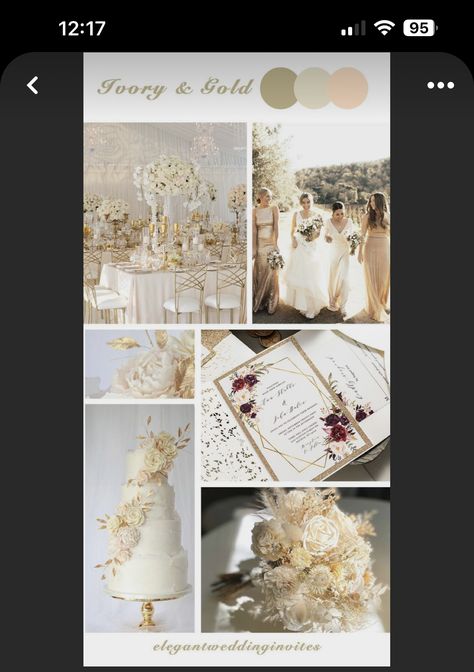 Modern Chic Wedding Decor, Ivory Gold Wedding, Gold Bridal Party, Wedding Color Schemes Spring, Modern Chic Wedding, Holly Wedding, Gold Wedding Theme, April Wedding, Gold Wedding Decorations