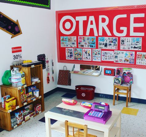 Target Department Store Dramatic Play Signs Study Creative Curriculum, Store Dramatic Play, Dramatic Play Ideas, Grocery Store Dramatic Play, Dramatic Play Activities, Play Grocery Store, Play Preschool, Dramatic Play Themes, Purposeful Play